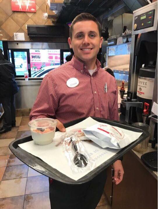 Chas Chapman at work at Chick-fil-A Howell Mill Rd. Atlanta